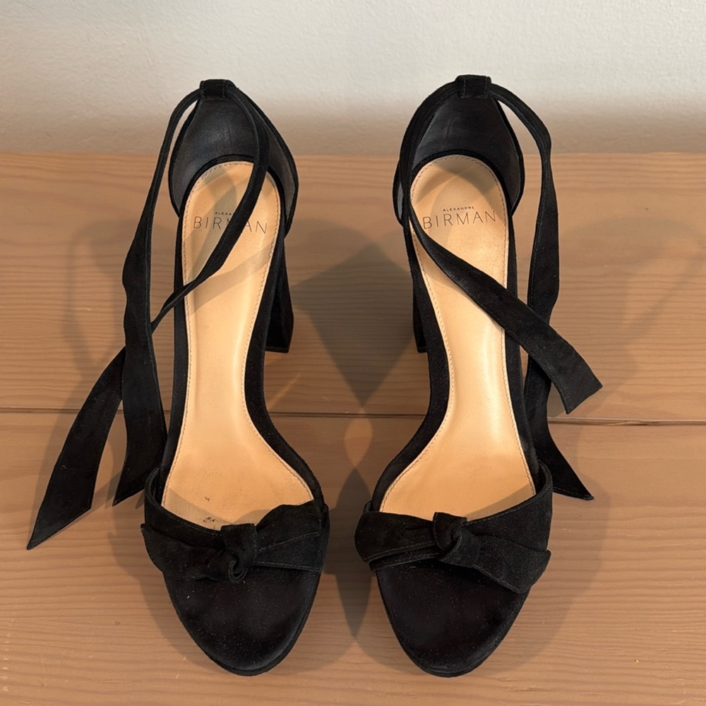 Alexandre Birman Clarita Platform Heel Sandals Black Suede size 6